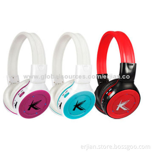 RF Headphones with Functions of Stereo Bluetooth, TF Card Slot, FM Radio,Wired,Strip Light Indicator